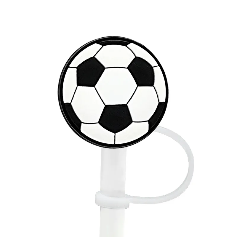 Custom sport cheer silicone straw toppers accessories cover charms Reusable Splash Proof drinking dust plug decorative 8mm straw party supplies
