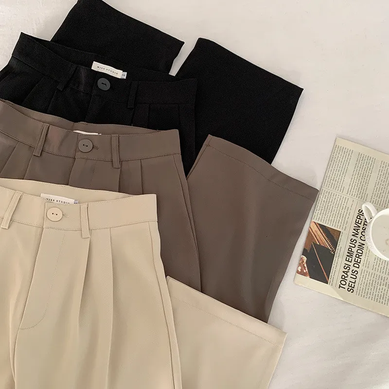 Korean Fashion High Waist Straight Suit Office Trousers For Ladies For  Women Elegant Solid Color Casual Pants For Office And Ladies Style #230818  From Babala3, $14.47