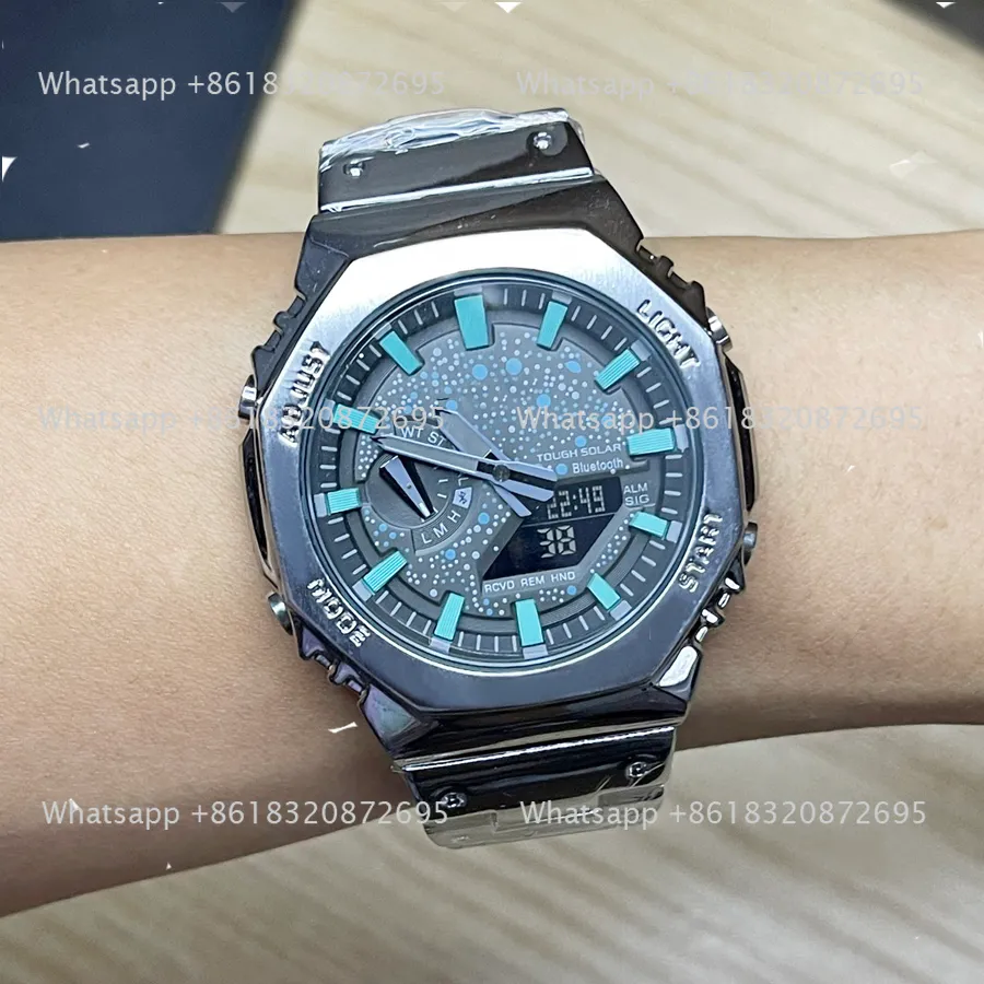 Полнофункциональные брендовые наручные часы со светодиодной подсветкой и двойным дисплеем для мужчин и женщин, повседневные спортивные стальные металлические электронные аналоговые цифровые водонепроницаемые полные