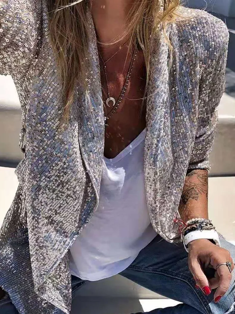 Shiny blazer womens deals