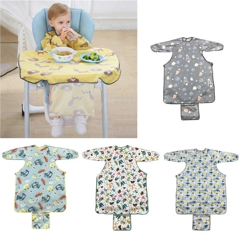 Bibs Burp -Tücher geborene Langhülle Labbe -Coverall mit Tischtuchabdeckung Baby Essstuhl Kleid wasserdichte Speichel Handtuch Schürze Fütterung 230818