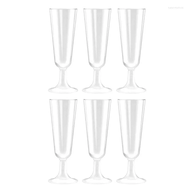 Vaisselle jetable 50JC 6 pièces flûtes à champagne transparentes tasse tasses en matière plastique