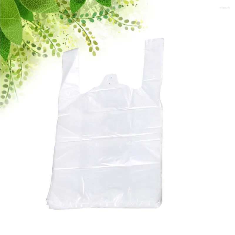 Stume da stoccaggio da 100 pezzi sacche di plastica di grado alimentare bianco con imballaggio per impugnature per la drogheria del negozio di supermercati (20 30)