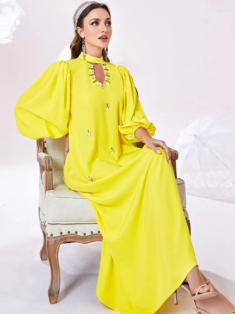 Etnische kleding Eid Lantern Sleeve Party Moslim Lange jurken voor vrouwen Jalabiya -jurk Abaya Kimono Maxi Robe Marokkaanse Caftan Vestidos 2023