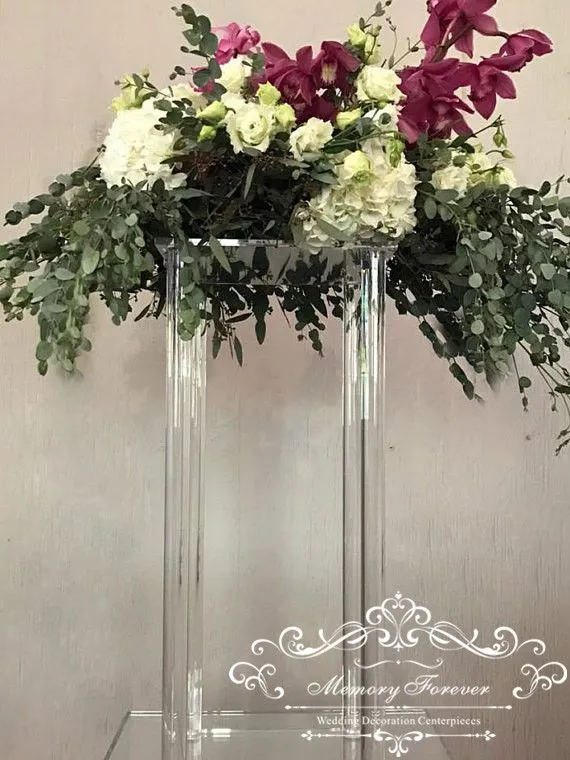New style tall Wedding acrylic crystal Table Centerpiece Wedding Columns Flower Stand for Table decoration floral arrangements