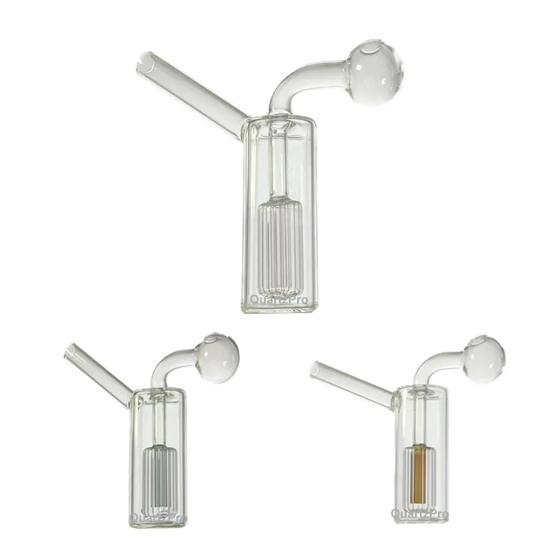 QuartzPro Bubbler Oil Burner Mini Glass Bongs Percolator Diffuser Water Pipes Hookah Bong Bubblers Recycle Filter Portable Smoking Dab Rigs Device