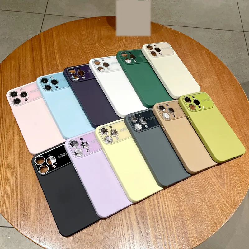 Capas protetoras de lente de câmera para iPhone 15 Plus 14 Pro MAX 13 12 Iphone14 Janela grande Soft Líquido TPU Moda Grandes janelas à prova de choque com furo fino para capa traseira de telefone