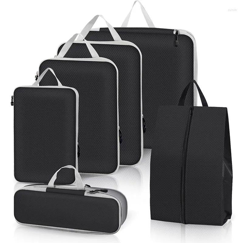 3/6Pcs Compressed Packing Cubes Travel Storage Set Portable Mesh