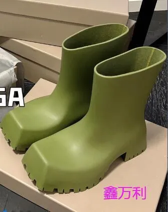 BOOT BORRAGEM Y TOLADOR BOTAS DE RAVELAÇÃO DOPOS quadrados exagerados Puxar sapatos de fadies Sapatos à prova d'água Plataforma de dedo do dedo do dedo do pé