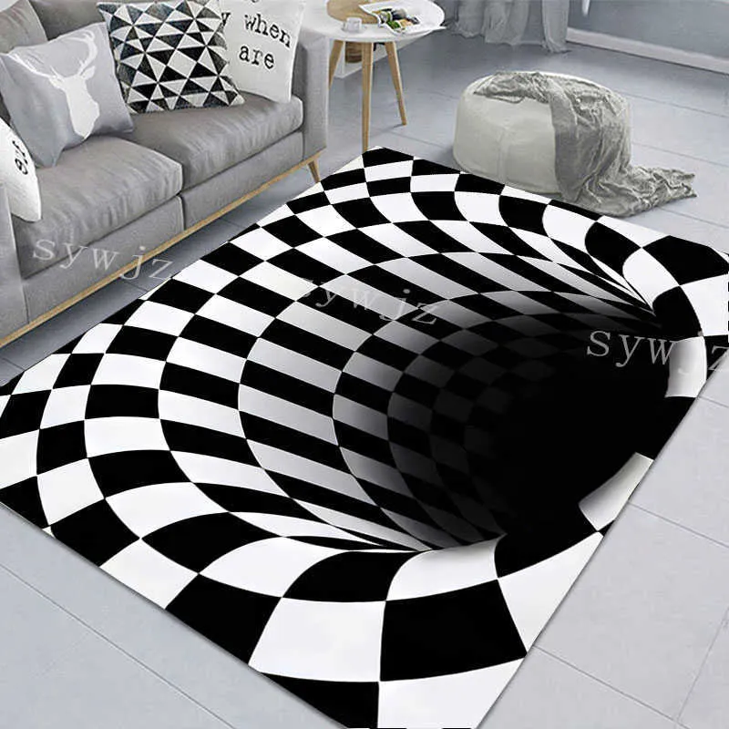 Teppiche 3D Illusion Teppich Eingangstür Bodenmatte Abstrakte geometrische optische Fußmatte rutschfeste Bodenmatte Wohnzimmer Dekor Teppich R230718