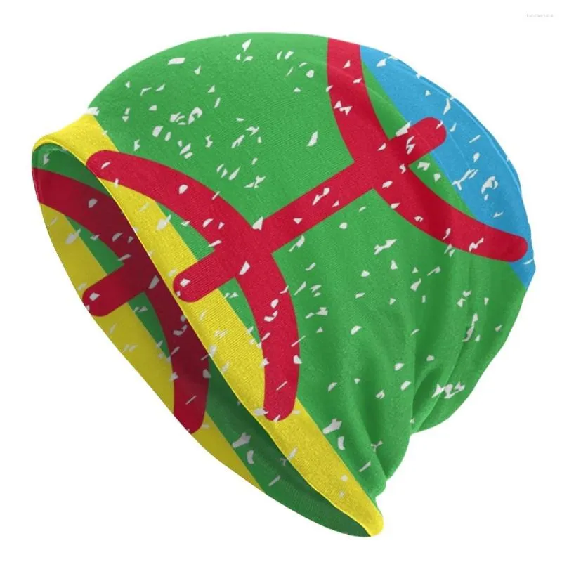 Bergen Amazigh -Flagge Schädel Mützenkappen Unisex Winter Strick Hut coole Erwachsene Marokko Amazir Imazighhen Bonnet Hats Outdoor Ski Cap