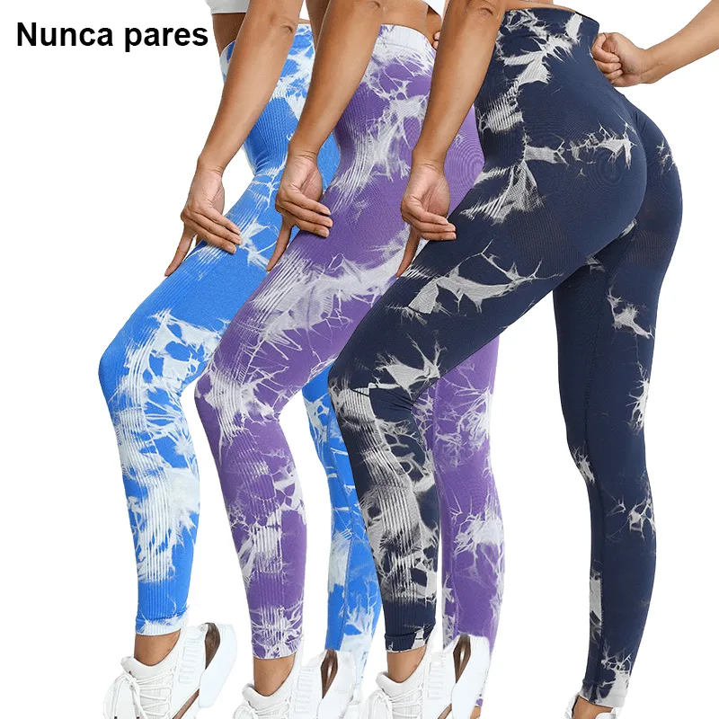 Yoga -outfit naadloze tie dye sport leggings dames hoge taille push up panty training scrunch butt yoga broek 230818