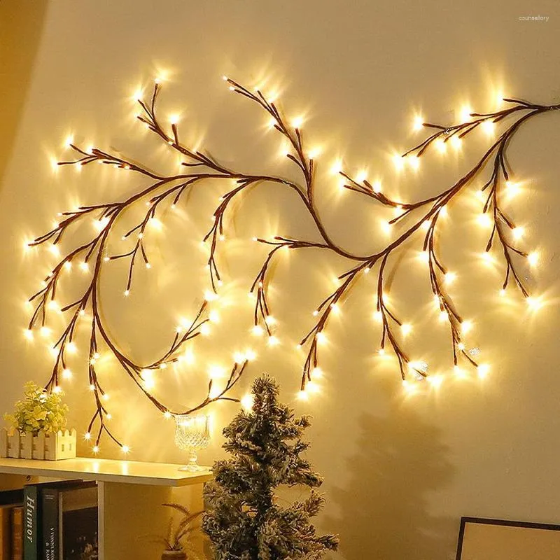 Vägglampor 144 LED Rattan Fairy Night Light Branch Lamp Room Decoration Modeling Home Strings