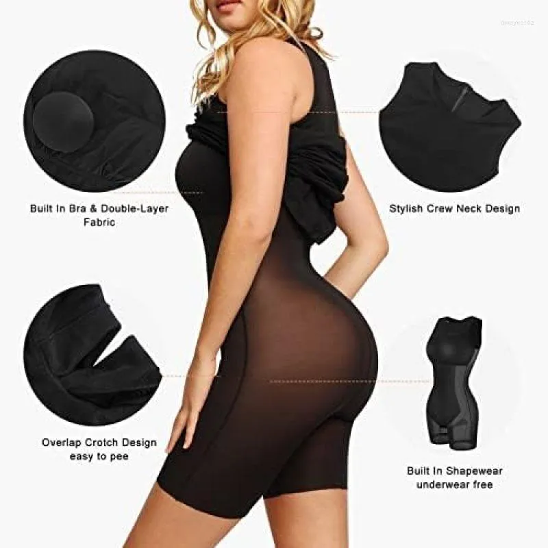 8 In 1 Womens Crew Neck Big Shaper Dress With Built In Bra And