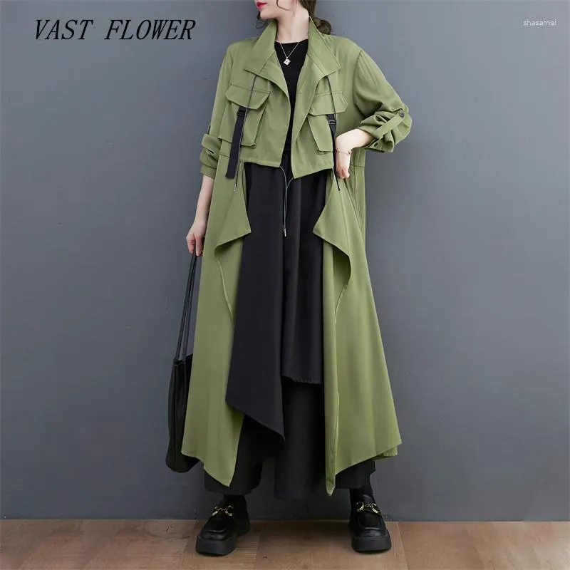 Oversized Trench Coat Womens Vintage Long Sleeve Loose Fit