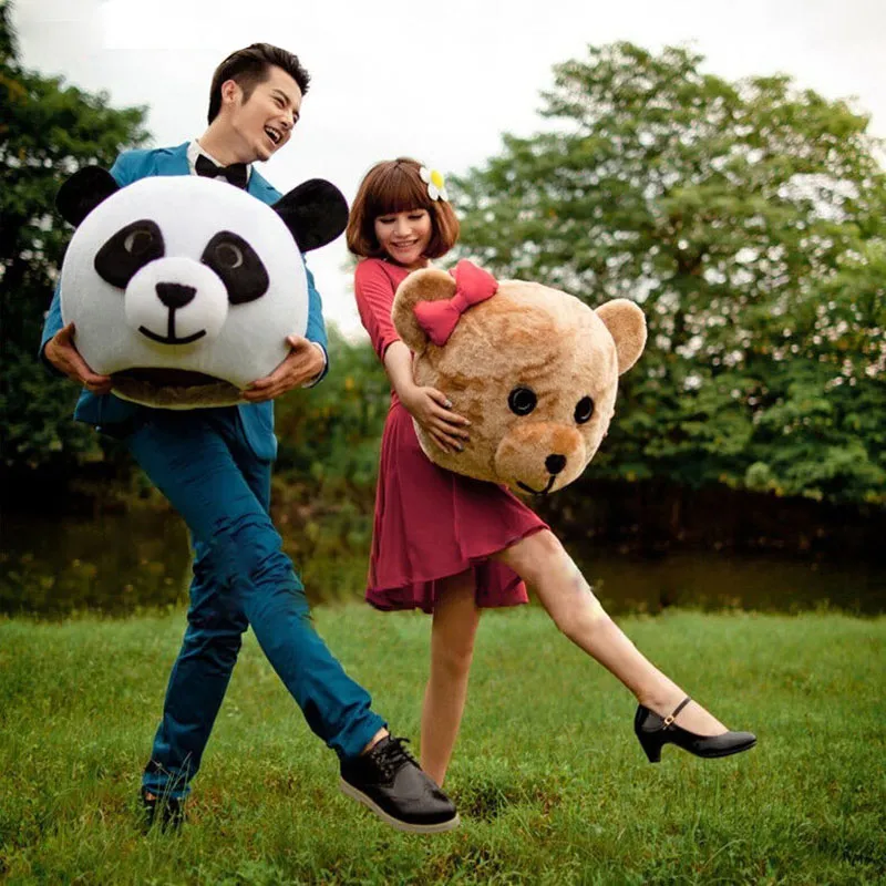 Halloween Lover Heads Panda & Bear Mascot Costume Fancy Dress Wedding Party Props Adult Outdoor Mascot Head