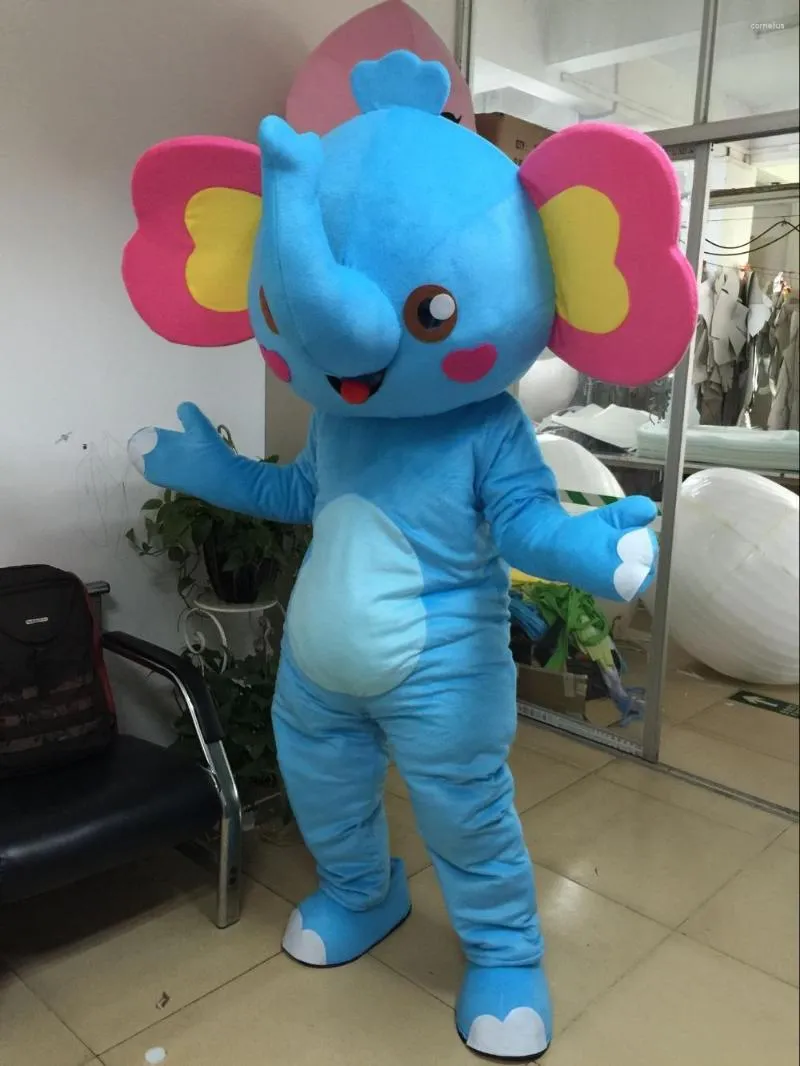 Costumes de mascotte Costume d'éléphant animal fabriqué à la main de qualité être en peluche douce adulte durable