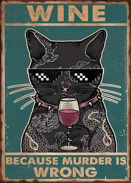 Vintage Cat Posters: Decorative Metal Sign, 30x20cm 12x8 In