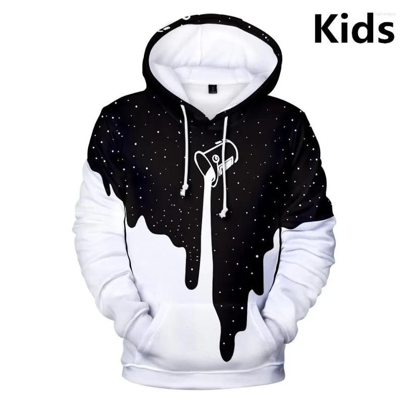 Herrtröjor 3 till 14 år barn som häller mjölkstjärna färg hink 3d tryck hoodie tröja pojkar flickor starry himmel jacka barn kappa