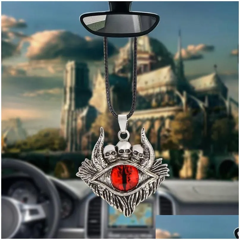 Decorações de interiores Pingente de carro criativo O olho de Satanás Retrovisth Mirror Decoração de ornamentos pendurados Mobiles Cars Acessórios Dro dh1mn