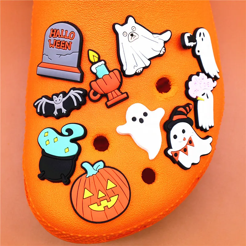 Acessórios para peças de sapatos desenho único desenho animado fantasmas fivela pvc halloween charme decoração pinos fit copy jibz festas crianças presentes gota del otrse