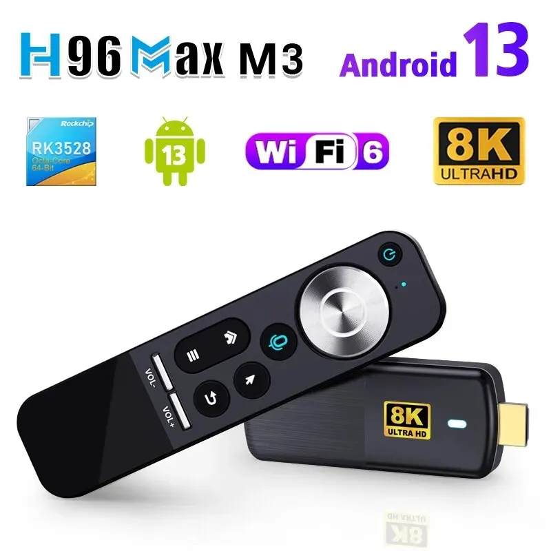 H96MAX M3 WiFi 6 TV Box Android 13.0 Smart TV Stick Box HD 8K Network Set  Top Box Audio Picture Bluetooth 5.0 for Home Office（2G+16G