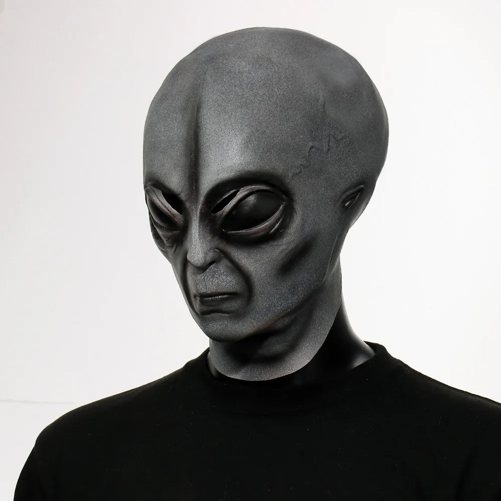 Alien Invasion Costume Set - UFO Mask, Gloves, Skull Helmet - Latex ...
