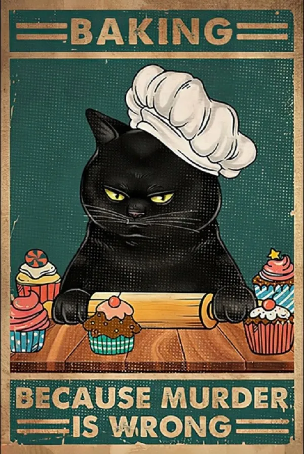 Vintage Cat Posters: Decorative Metal Sign, 30x20cm 12x8 In