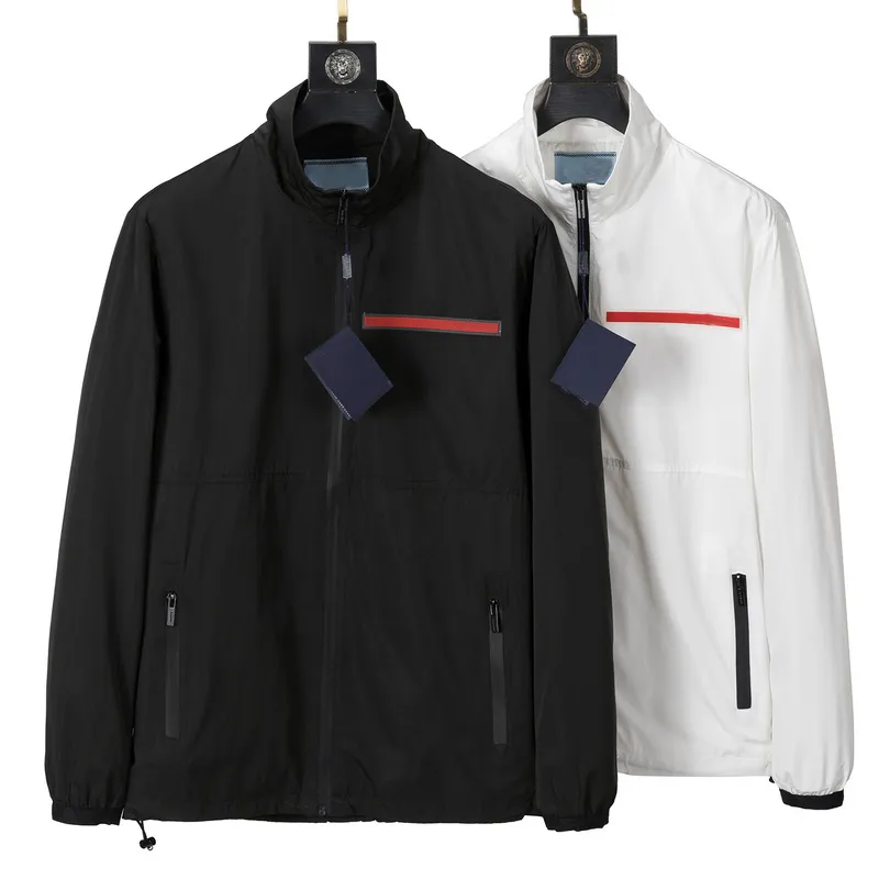 Designer herrjackor full-zip lätta sportkläder kappa utkläder med fickor regelbunden fit casual höst bomber jacka vindbrytare