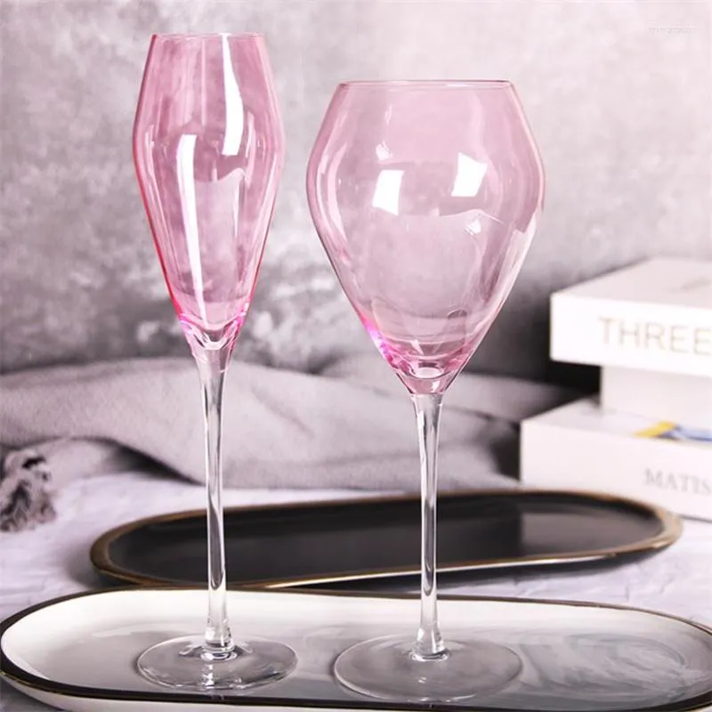 Weingläser Vintage kreatives Kristallglas Licht Luxusmöbel Ornamente Dekorative Tasse Unterscheidungsarme farbenfrohe Ins Champagner