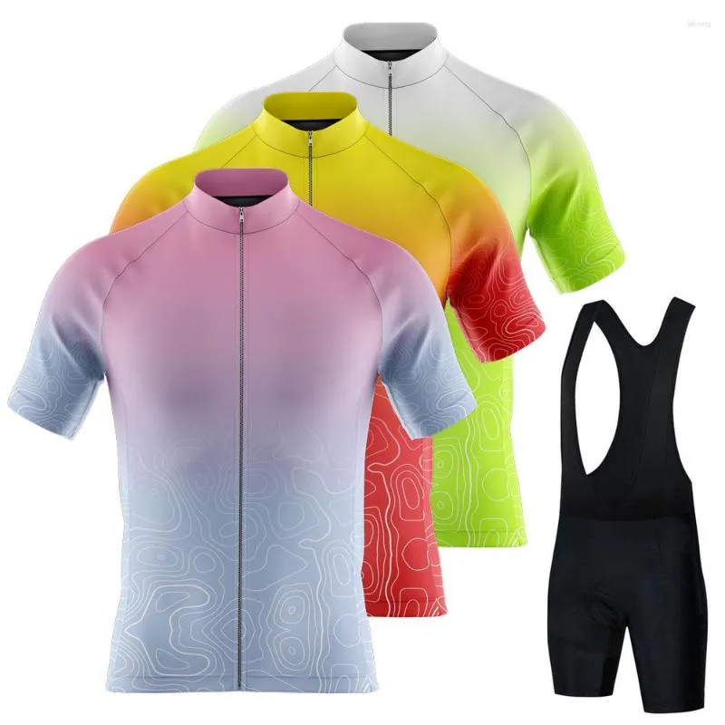 Set da corsa 2023 Maglie per ciclismo a maniche corte set uomini Kit di abbigliamento estivo camicie per biciclette per biciclette per biciclette per bavaglini per biciclette maillot