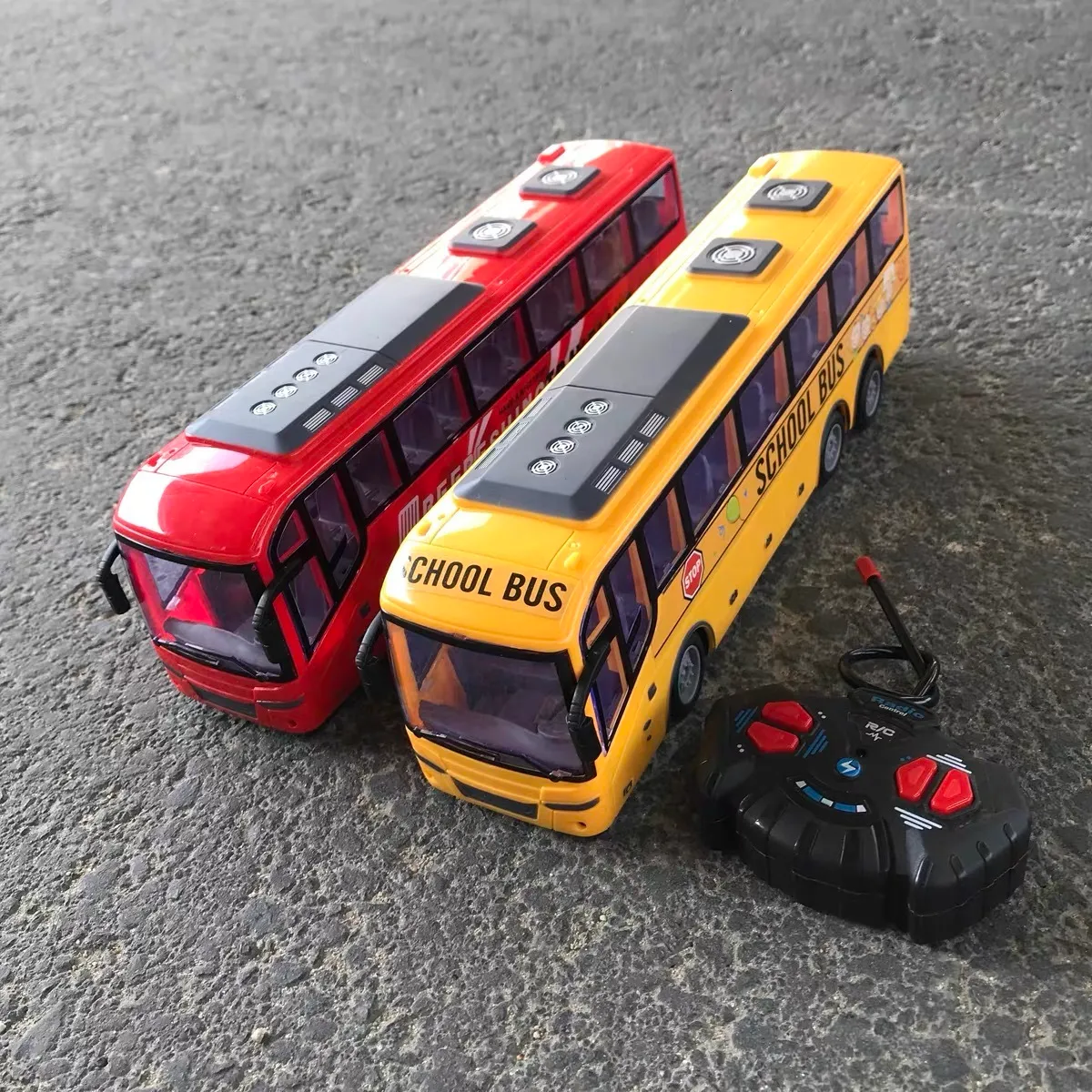 Enfants Jouets de voiture 1: 48 Échelle RC Bus scolaire Aller de l'avant  Arrière Tourner à gauche Droite Bus télécommandé pour enfants (sans  batterie RC)
