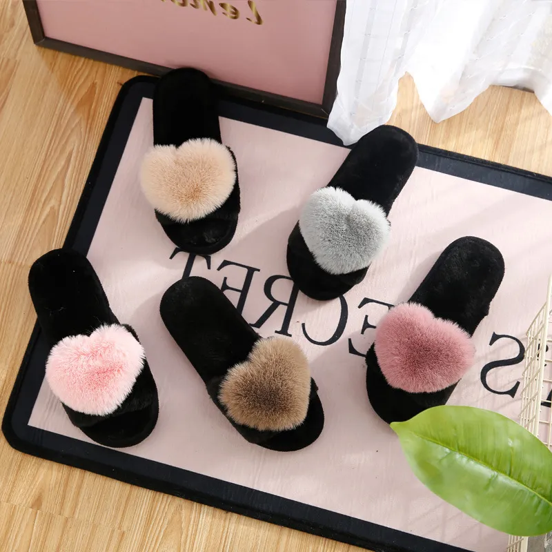 2023 Plush slippers Women love fluffy slippers indoor warm cotton slippers home loafers