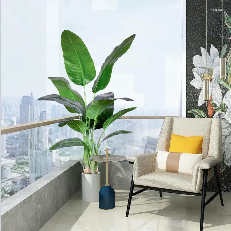 Dekorativa blommor konstgjorda växter 1.2 m hög simulering resenär banan grön växt falskt träd inomhus hemgolv