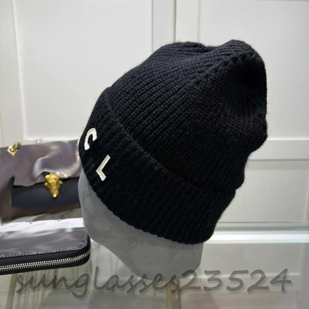 Chapeaux tricotés noirs CEL, chapeaux de créateurs, chapeaux tricotés d'automne et d'hiver, chauds et confortables, épais 214388