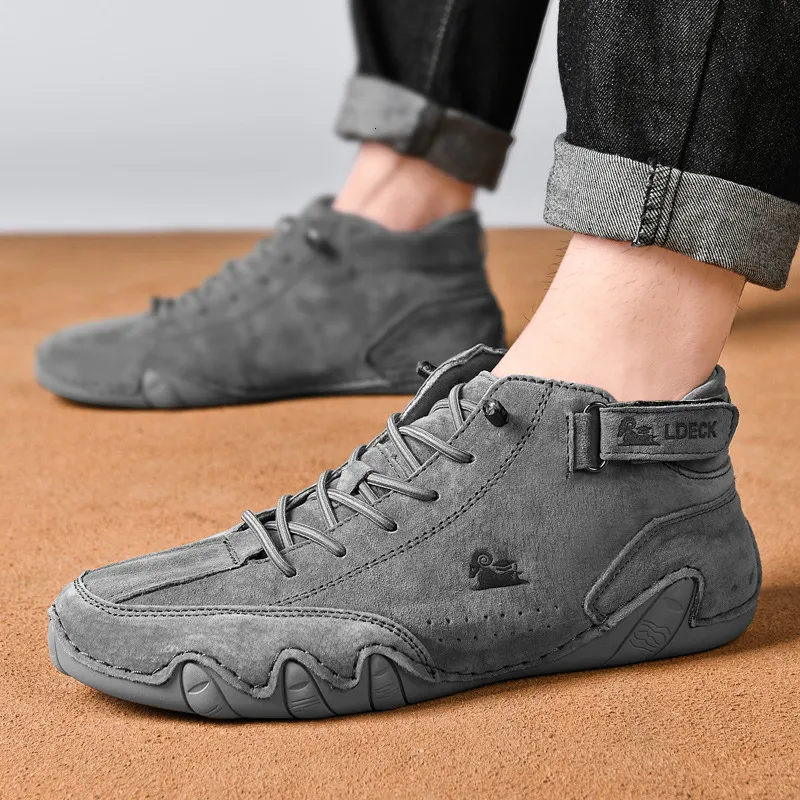 Laarzen Spring Men schoenen werken kort dikke zool grijs veter vintage low top mode veelzijdige sneakers stel sport 230818