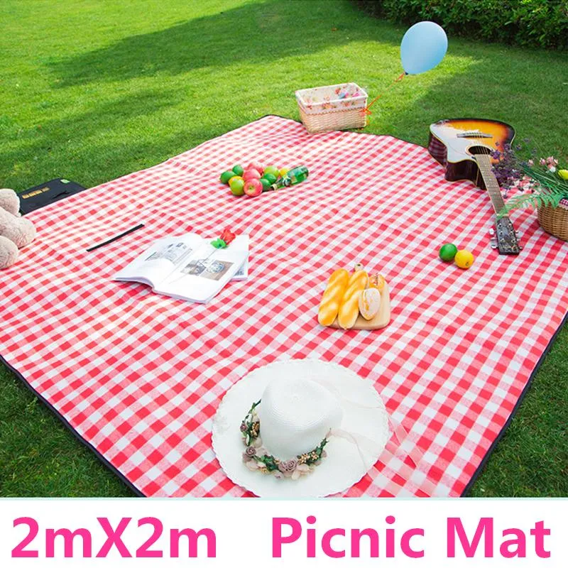 Mats picknickmatta 200*200 cm camping fuktsäker utomhus baby klättra rutig filt yoga 600d oxford pad