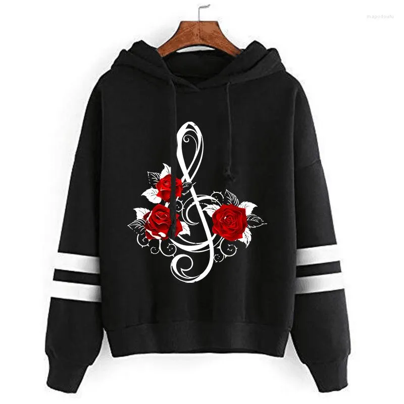 Women's Hoodies Rose Music Notation Harajuku Winter Clothes Women Lovers Sweatshirt Plus Size Men Clothing Vintage Aesthetic Hoody