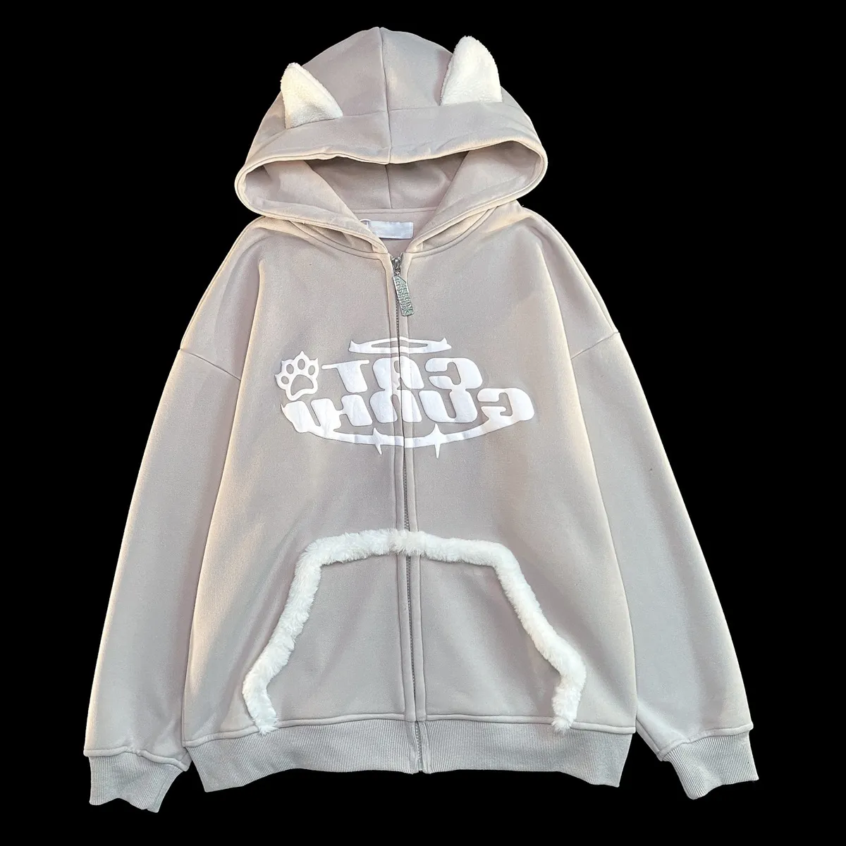 Felpa Con Cappuccio E Zip Da Donna Generico: Oversize, Tinta Unita, Maniche Lunghe, Curvy Streetwear Y2K