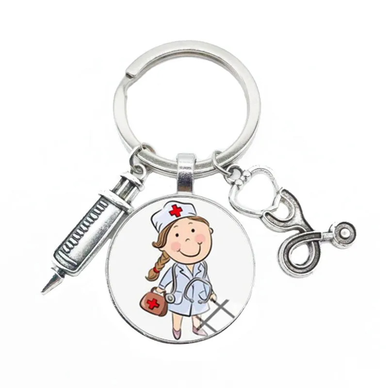 Schlüsselanhänger Lanyards süße medizinische Kechain mit Liebe Herz Angel Key Ring Persönlichkeit Schmuck Thanksgiving Geschenkhalter für Krankenschwester und Dokte Smtau