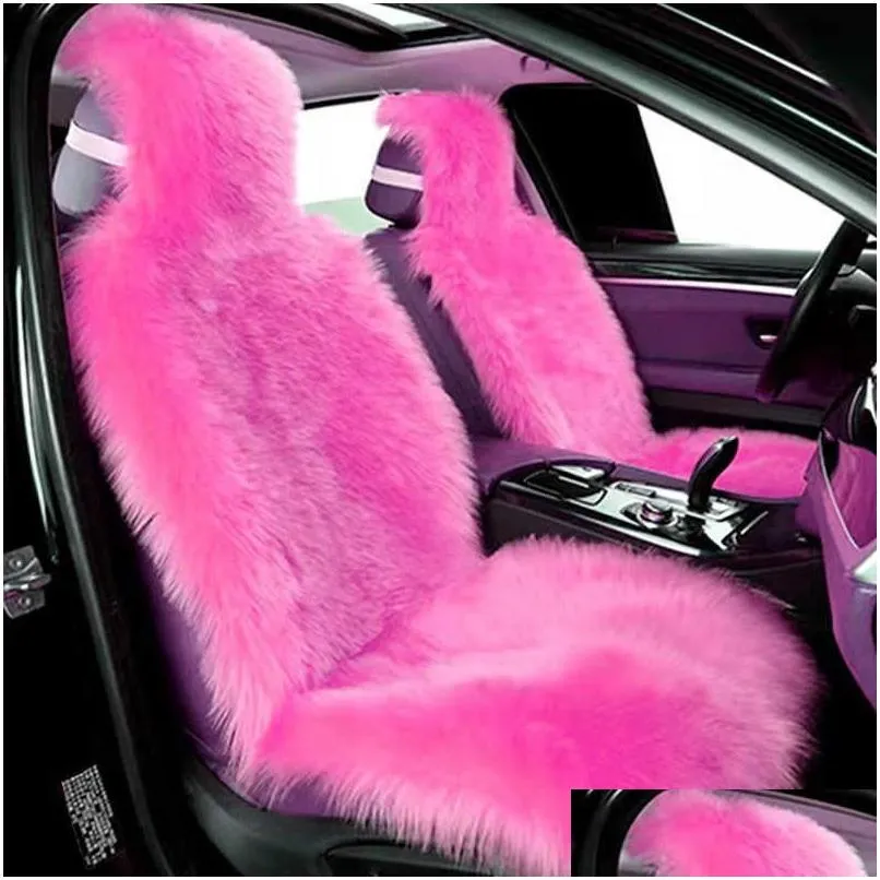 Housses De Siège De Voiture Ers Hiver Chaud Artificielle En Peluche Voitures Coussin Doux Sièges En Laine Synthétique Fit Pour Camion Suv Van Rose Drop Delivery Mob Dhdkp