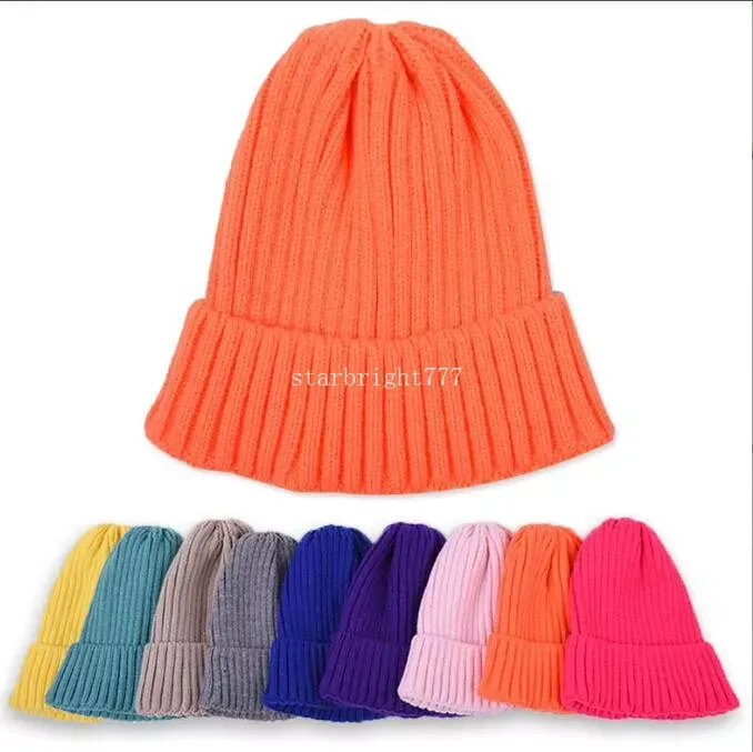 Beanie Kinderen gebreide hoeden snoepkleur gewone schedel petten kind warme sport buiten wollen hoeden ski winter motorkap hoeden bergbeklimmen casual mode caps