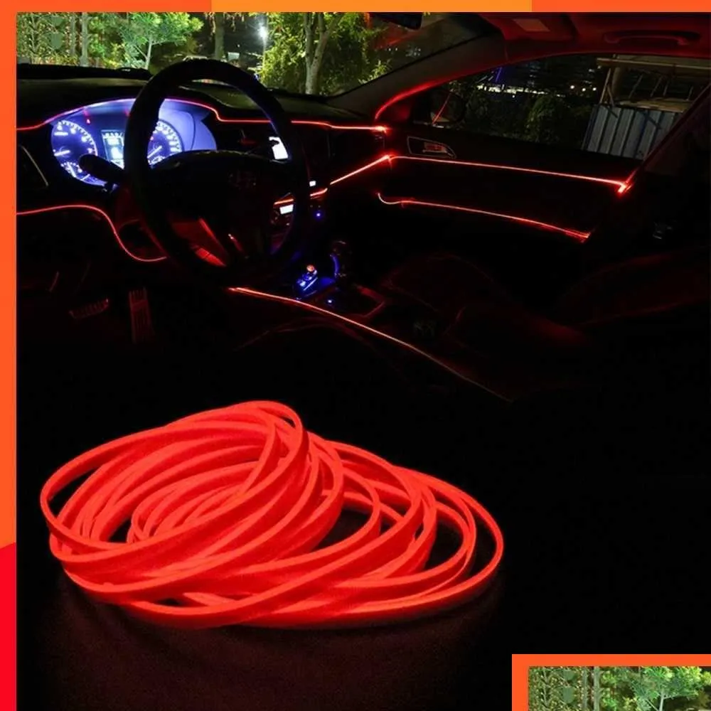 Dekorative Leuchten 1/3/4/5m Autoumgebung El Wire LED Flexible Neon -Innenbaugruppe Licht für Motivdekoration Beleuchtung Accessor Dhx8u