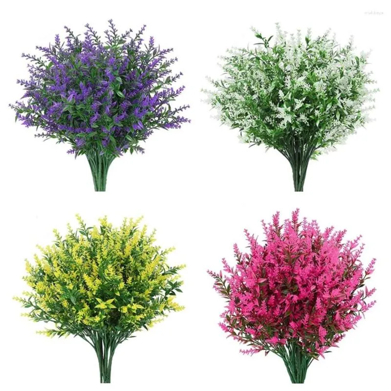 装飾的な花1支店人工花プラスチックラベンダー偽の植物シミュレーションレーソンブーケウェディングガーデンホームデコレーション
