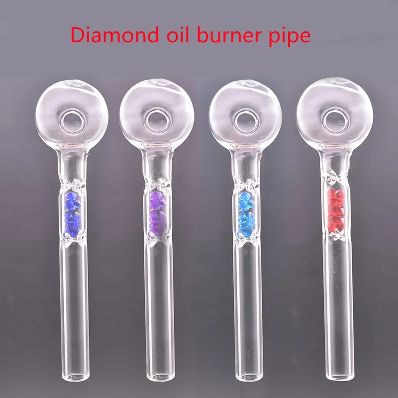 Newest 12cm Thick heady glass oil burner pipe mix color diamond glass hand smoking tube nails water pipe
