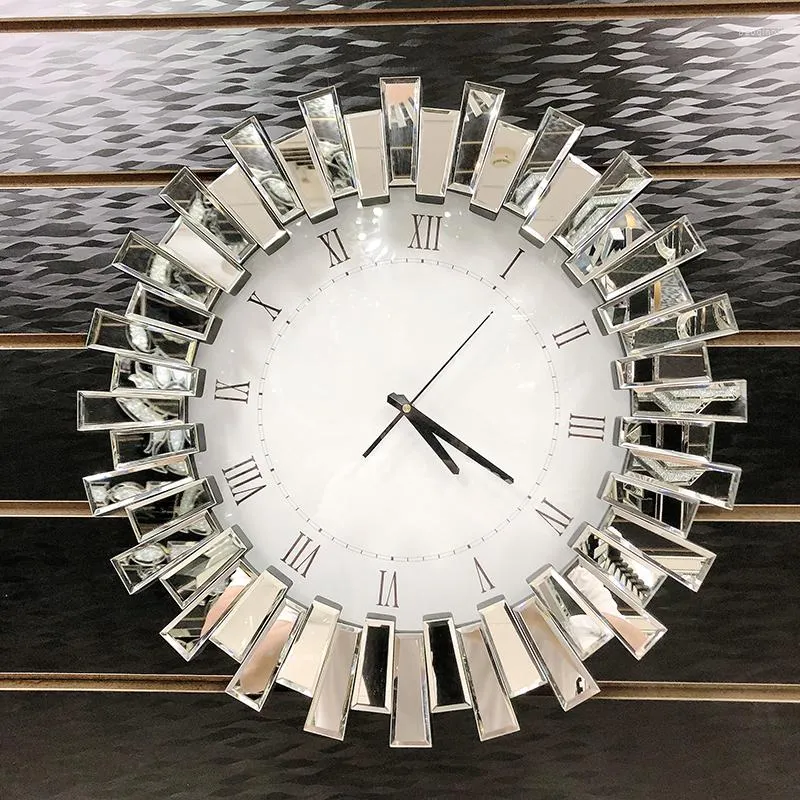 壁時計豪華なクリスタルクロックモダンなデザインビッグサイズサイズのサイレント大きなノルディックミラーガラスリビングルームデコレーションzy50gz