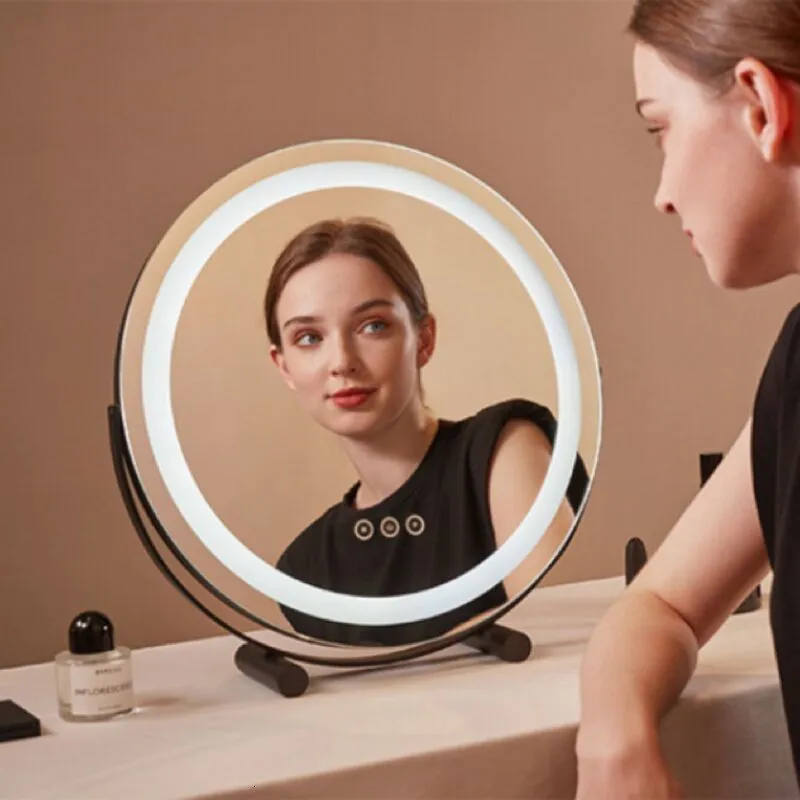 Miroirs compacts Miroir de maquillage avec lumière LED pour voyager Miroir de courtoisie portable avec grossissant 10X Compect Cosmétique Miroir Cadeau pour chambre 230818