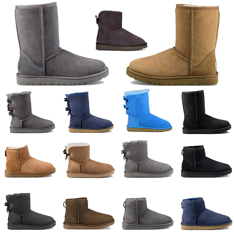 Snow Boots Slippers Chestnut bont Glides Sheepskin Shearling Mules Women Men Men Ultra Mini Platform Boot Slip-on schoenen Suede bovenste Comfort Fall Winter