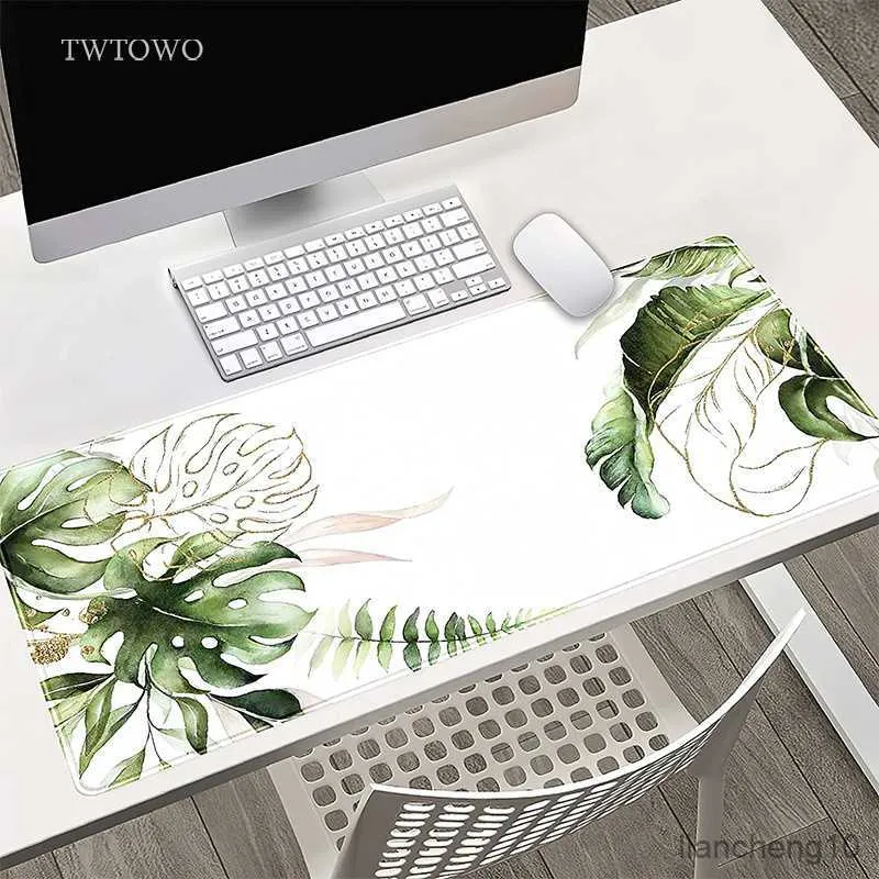 Mouse Pads Wrist Green Plant Leaves Mouse Pad XL Custom Home Large Mousepad XXL Desk Mats Soft Natural Rubber Carpet Office Mouse Mat R230819