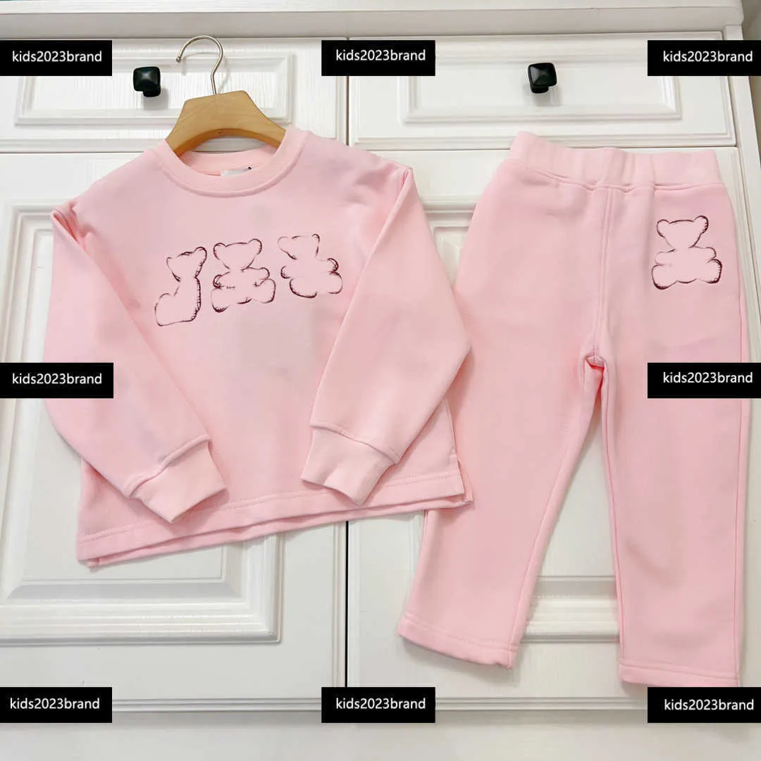 vêtements de marque pour enfants jolis ensembles de bébé rose taille 90-160 CM 2pcs pulls imprimés animaux et pantalons de couleur unie nouveau produit April06